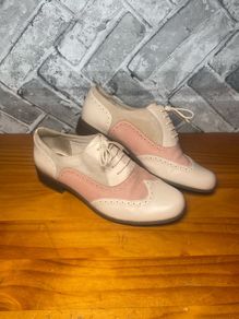 Clarks Narrative Beige & Pink Brogues Lace Up Flats Ladies UK7 EUR41