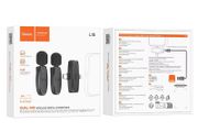 Hoco L15 Dual IP &amp; Type-C Crystal Lavalier Wireless Digital Microphone Black