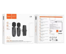 Hoco L15 Dual IP & Type-C Crystal Lavalier Wireless Digital Microphone Black