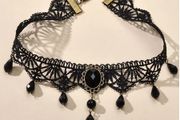 Goth Style Necklace with a Black Stone + matching earrings available