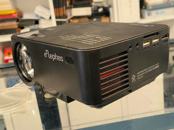 ELEPHAS LED Projector Multimedia LED Mini Video Projector for Home Theater Support 1080P PC Laptop PS4 Phones Xbox and TV Box etc, Black/ Used