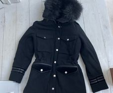 The Kooples Wool Duffle Coat with Fur Hood