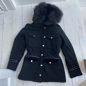 The Kooples Wool Duffle Coat with Fur Hood