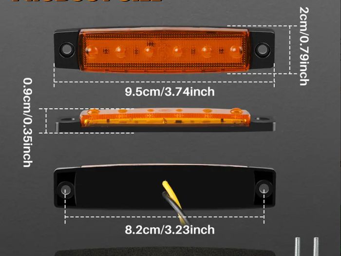 5pcs 9.65cm 6 LED Front Rear Side Marker