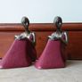 Vintage Bronze Art Deco Sculpture Lady Sitting - Pair Image 7