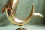 Vintage Brass Dolphin Statue: Mid-Century Beach Decor