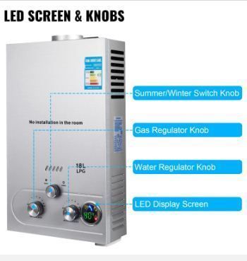 16L Hot Water Heater Propane Gas Tankless Instant Boiler With Shower Kit