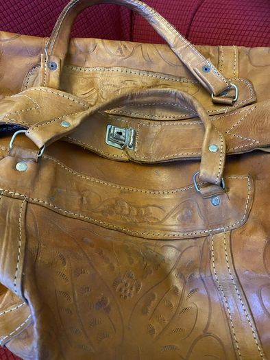 Large Vintage Leather Hold- All