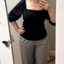Black Square Neck Puff Sleeve Top - Size L Image 3