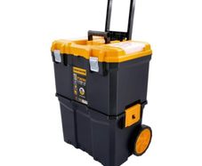 DIY Professional Heavy Duty 19 inch Black & Yellow Mobile Portable Toolbox With Tote Tray Impact Resistant, Large Rolling Tool Box For Your Tools (FREE POSTAGE)