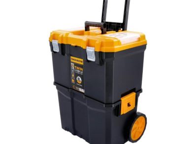 DIY Professional Heavy Duty 19 inch Black & Yellow Mobile Portable Toolbox With Tote Tray Impact Resistant, Large Rolling Tool Box For Your Tools (FREE POSTAGE)