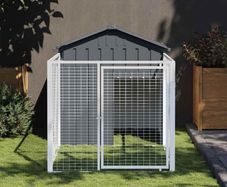 Dog House with Run Anthracite Galvanised Steel
