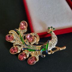 Beautiful Peacock Brooch Crystal Rhinestone Bird Shawl Pin Broach Badge Multicolored Jewellery