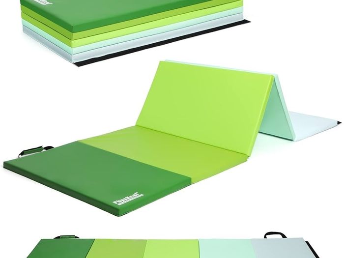 5-Panel Folding Gymnastics Tumbling Mat with Carrying Handles 195 x 75 x 2.8, Thick Exercise Mat, Foldable Tumbling Mat for Kids, Padding for MMA, Gymnastics, Activity Play and Home Gym