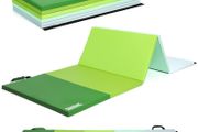 5-Panel Folding Gymnastics Tumbling Mat with Carrying Handles 195 x 75 x 2.8, Thick Exercise Mat, Foldable Tumbling Mat for Kids, Padding for MMA, Gymnastics, Activity Play and Home Gym