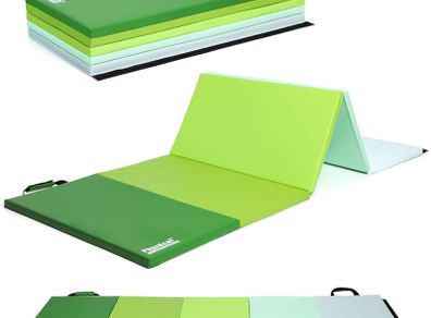 5-Panel Folding Gymnastics Tumbling Mat with Carrying Handles 195 x 75 x 2.8, Thick Exercise Mat, Foldable Tumbling Mat for Kids, Padding for MMA, Gymnastics, Activity Play and Home Gym