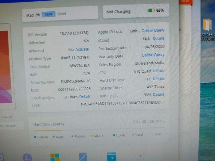 Apple Ipad 7th Generation, 32 GB, in very good cosmetic condition, Activation Locked to previous owner