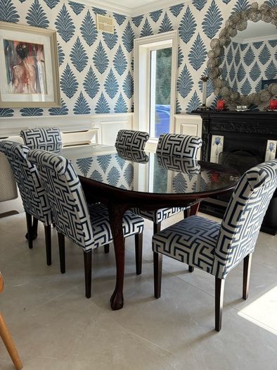 Mahogany dining table and six chairs