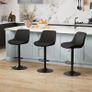 Bar Stools Set of 3, Swivel Counter Height Barstools with Back, Adjustable PU Leather Bar Chairs, Modern Armless Kitchen Island Stool, Black Image 2
