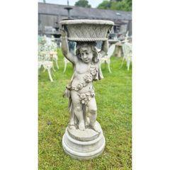 Bird Bath Large Hands Up Cherub GL BB049