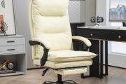 Vinsetto Office chair, adjustable seat height, footrest, PU leather, up to 135 kg, metal base, 66x72x116-124cm, Beige