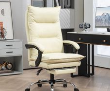 Vinsetto Office chair, adjustable seat height, footrest, PU leather, up to 135 kg, metal base, 66x72x116-124cm, Beige