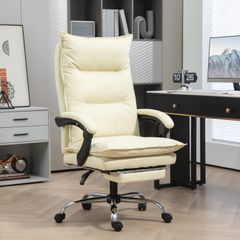 Vinsetto Office chair, adjustable seat height, footrest, PU leather, up to 135 kg, metal base, 66x72x116-124cm, Beige