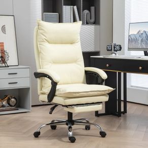 Vinsetto Office chair, adjustable seat height, footrest, PU leather, up to 135 kg, metal base, 66x72x116-124cm, Beige