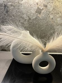 2 home decor vases with pampas