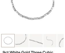 Fields 9ct White Gold Three Cubic Zirconia And Polished Bar Link