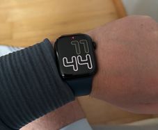Apple Watch Series 9 GPS, 45mm Midnight Aluminium Case with Storm Blue Sport Band - S/M