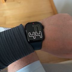 Apple Watch Series 9 GPS, 45mm Midnight Aluminium Case with Storm Blue Sport Band - S/M