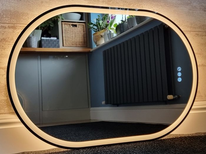 LED Bathroom Mirror Oval 60x90cm Bluetooth Speakers Antiifog Demister