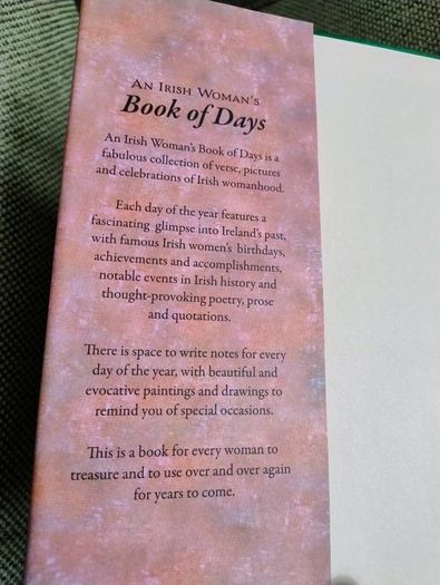 An Irish Woman's Book of Days 2012 hardback with dustcover in excellent condition 112 pages of Inspiration Verse and Celebration FREE STANDARD POSTAGE INCLUDED