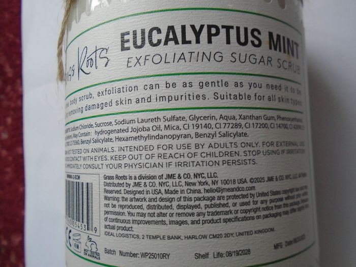 Body scrub, Grass Roots Eucalyptus Mint sugar scrub ,Beauty