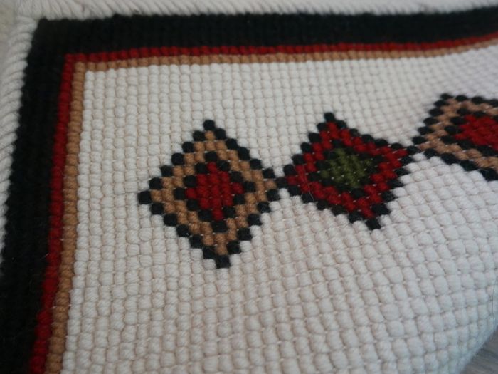 Scandinavian Handmade Thick Wool Rug with geometric pattern 48" X 31"