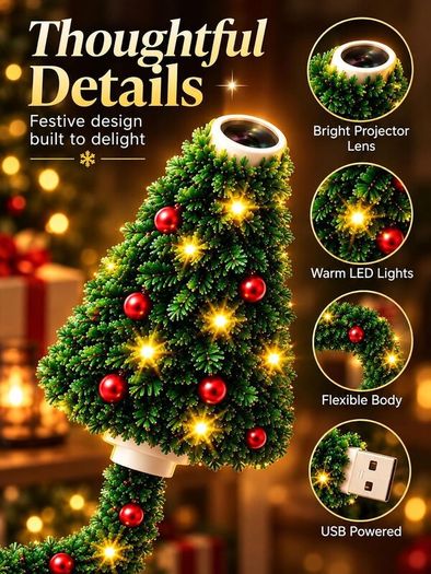 Christmas Tree Projector Night Light 6 Scenes 2 Pack