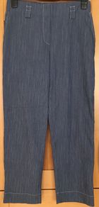 Ladies Blue Striped Ankle Length Trousers by Feria