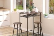 Bar Table Set, Bar Table and Stools Set, Footrest and Storage Shelf, for Kitchen, Dining Room, Pub, Cafe, Black and Oak