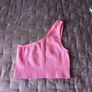 Pink cropped one shoulder T Shirt size m/l Image 4
