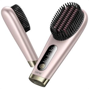 Cordless Hair Straightener Brush,[2024 Upgraded] Portable Mini Straightening Brush for Travel, Negative Ion Hot Comb Hair Straightener for Women, 6400 mAh USB Rechargeable, 100M+,Ions Hot Brush