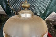 Vintage 1970s Amber Glass Globe Pendant Light - Mid Century Retro