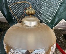 Vintage 1970s Amber Glass Globe Pendant Light - Mid Century Retro