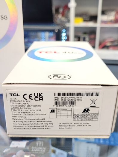 Brand new TCL40R 5G - 64GB 4GB Dual Sim Unlocked Starlight Black