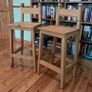 2 Rustic Pine Square Seat High Stools - great condition Image 3