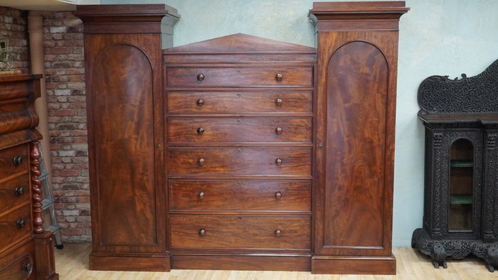William IV Solid Mahogany Compactum Wardrobe