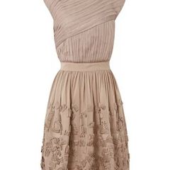 REISS Embellished Skirt Textured Dress in Soft Cappuccino Size 36