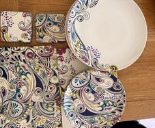 Monsoon Home by Denby Paisley collection plates + Matching Placemats & Coasters