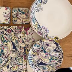 Monsoon Home by Denby Paisley collection plates + Matching Placemats & Coasters
