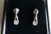 Vintage Sterling Silver 925 CZ Loop Drop Earrings 1,54g
